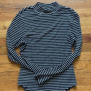 Striped Mock Neck Body Suit